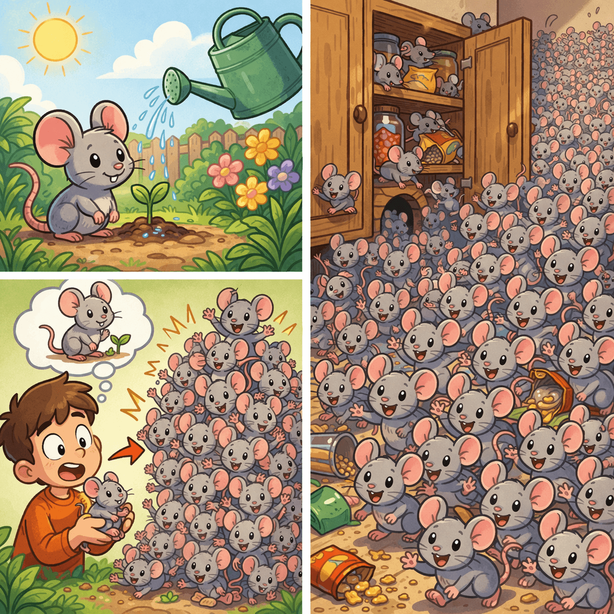 Proliferate at a wild rate — one mouse becomes a crowd at the gate.
