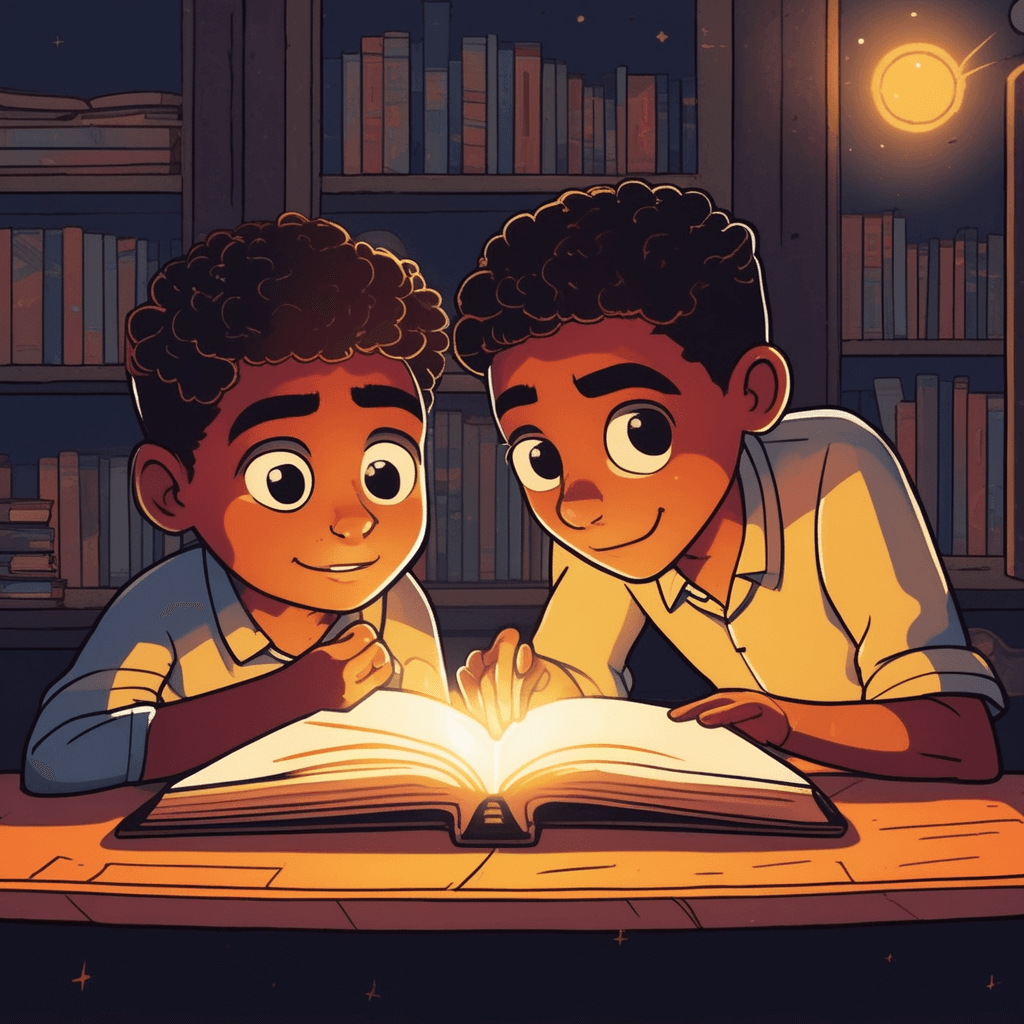The pupil's dual spirit pull toward a full future — where knowledge glows bright and dreams come true