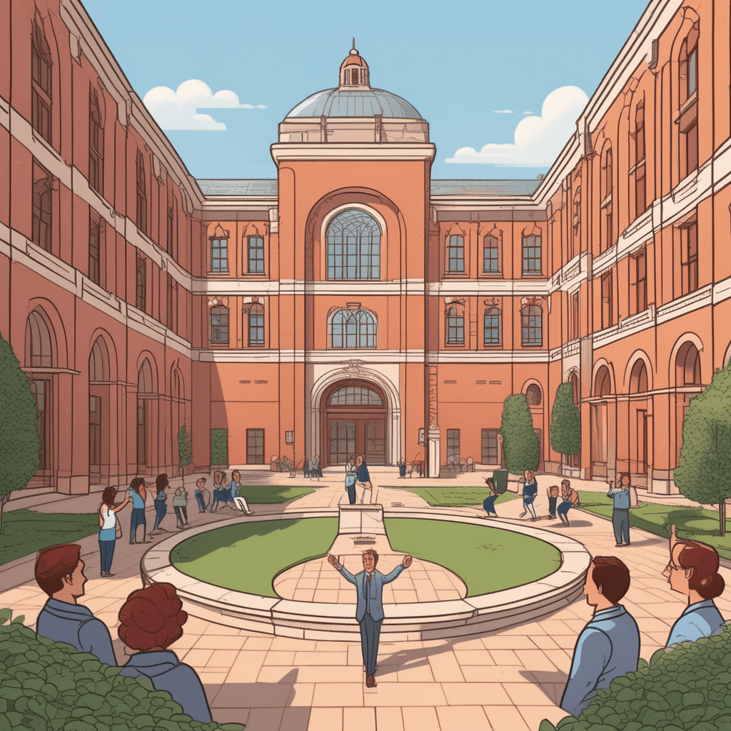 Four-sided courtyard surrounded by buildings