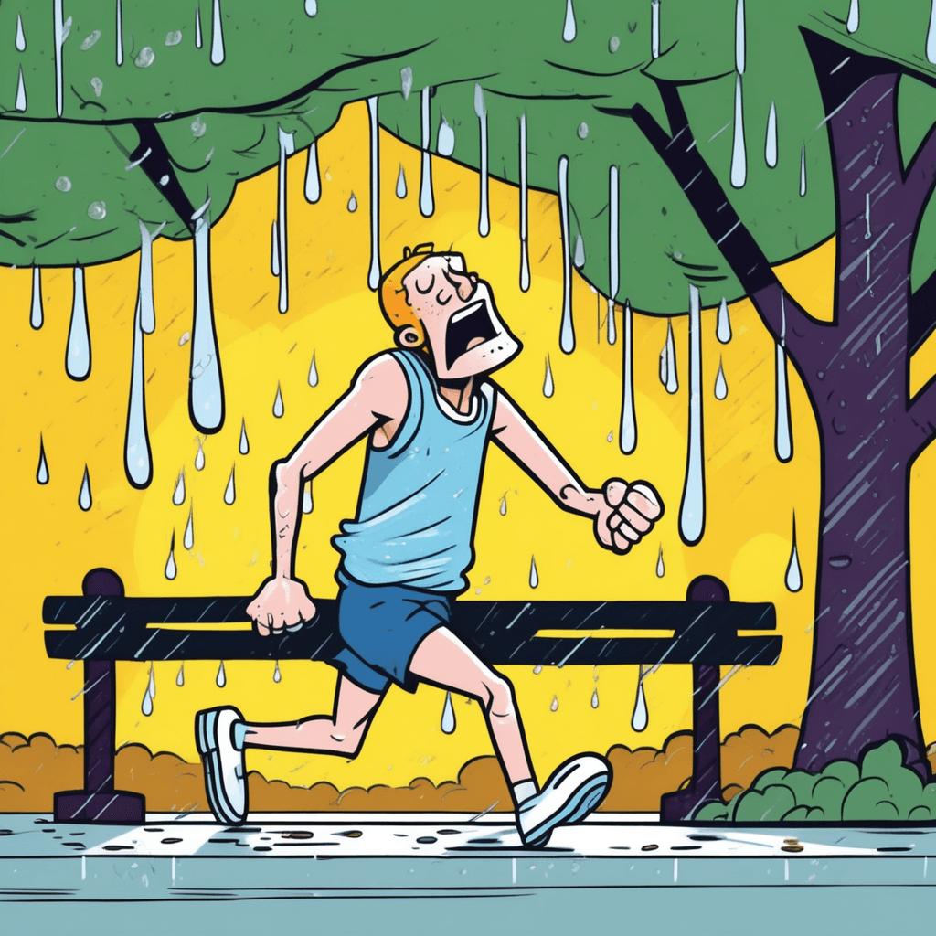 Drenched on a bench, his thirst finds quench!