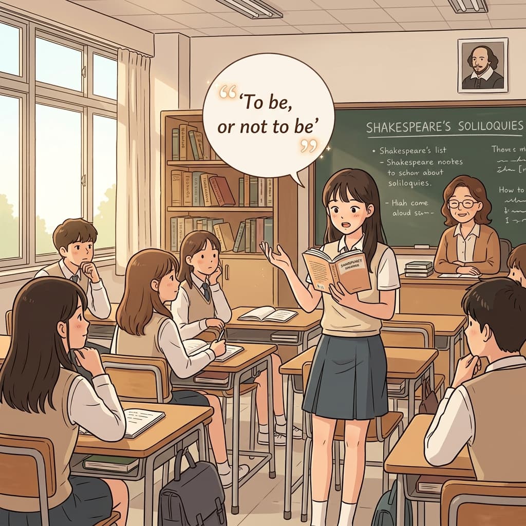 She stood up in class and read a quote from Shakespeare out loud.