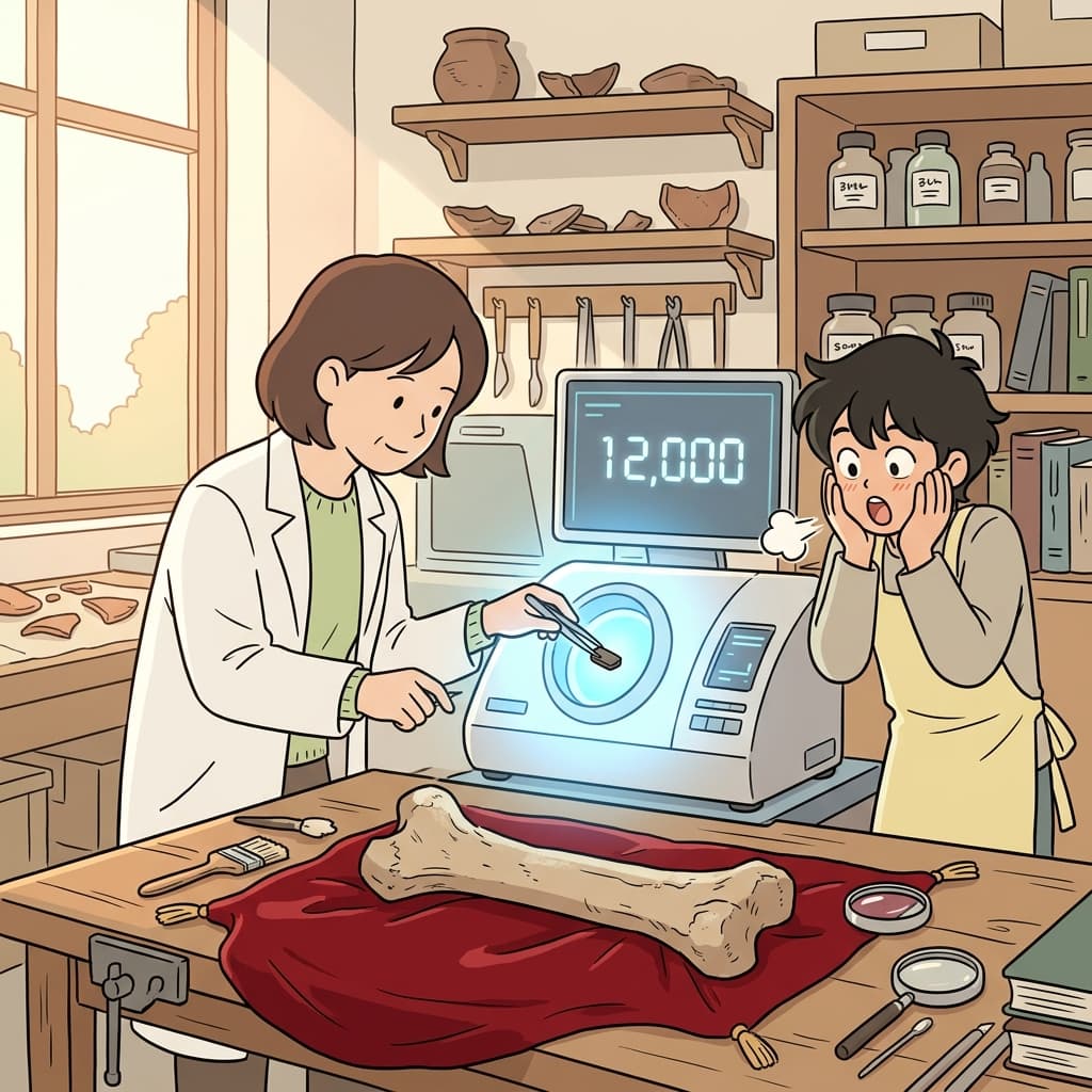 Scientists use radiocarbon dating to reveal the ancient bone is 12,000 years old.
