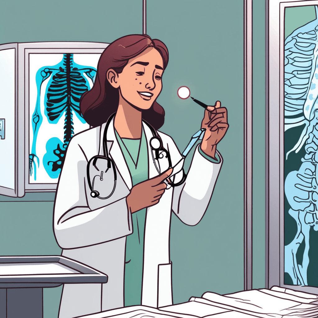 Doctor examining X-ray film