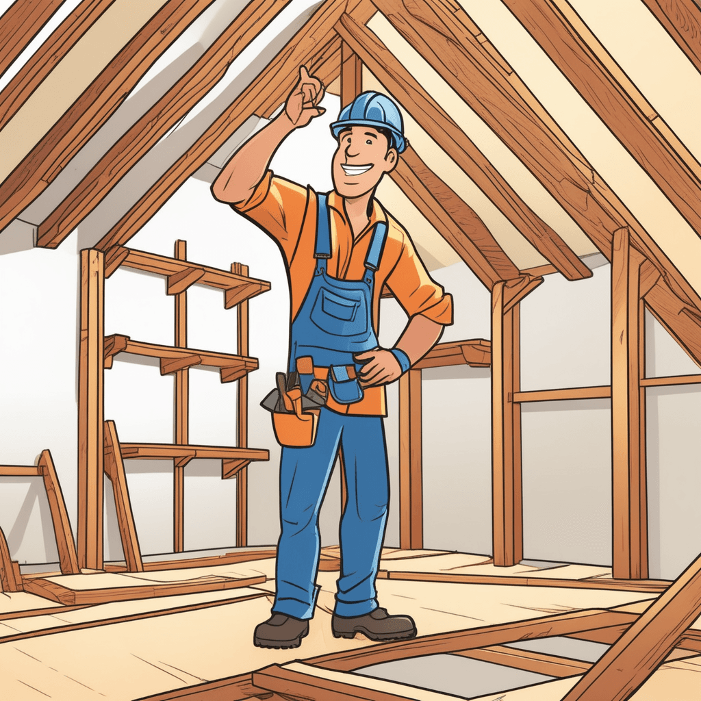 Wooden beams supporting the roof