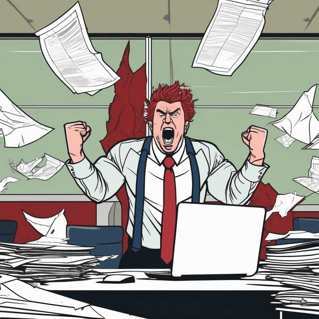 Furiously angry businessman having outburst