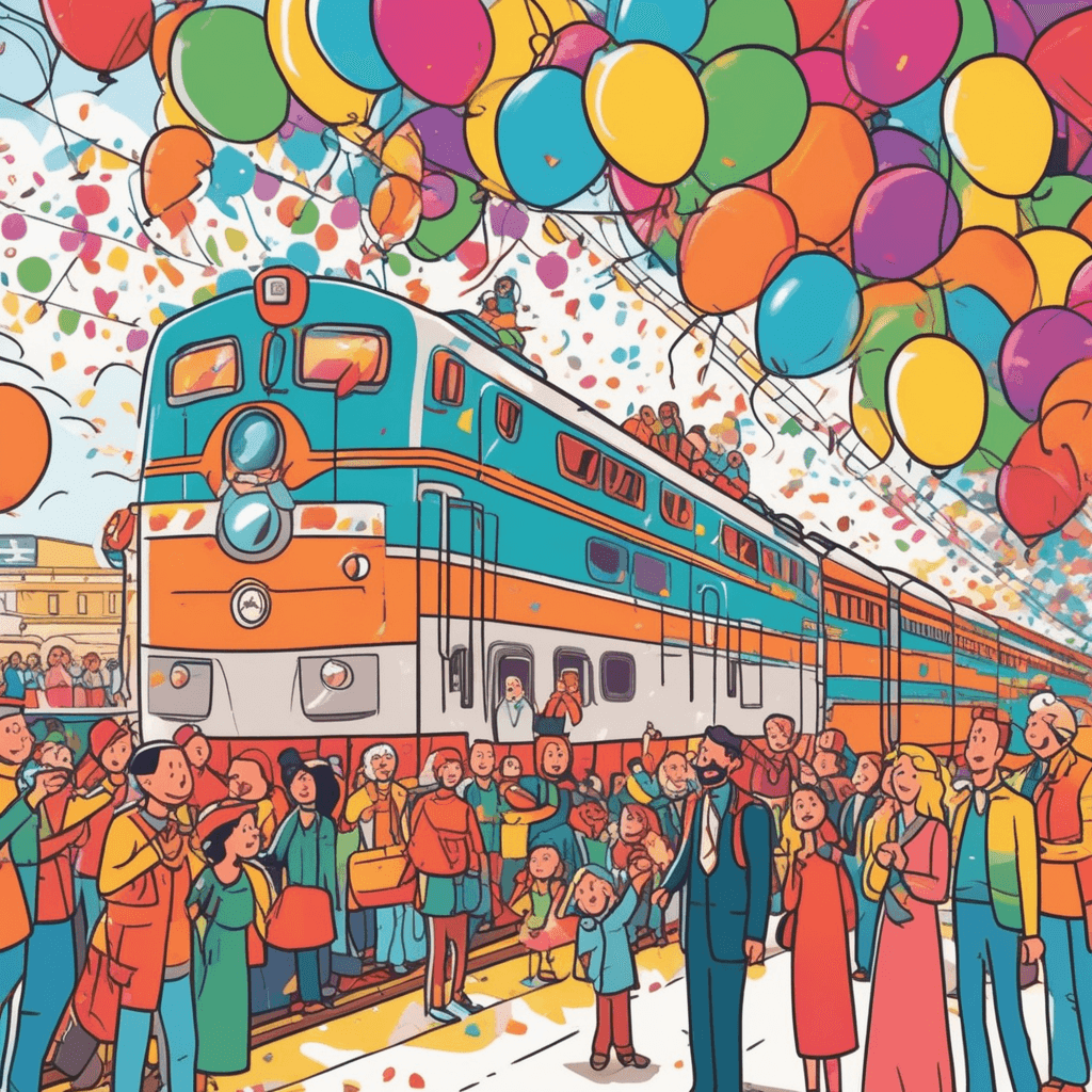 The railway station hosts a celebration as families depart for vacation!