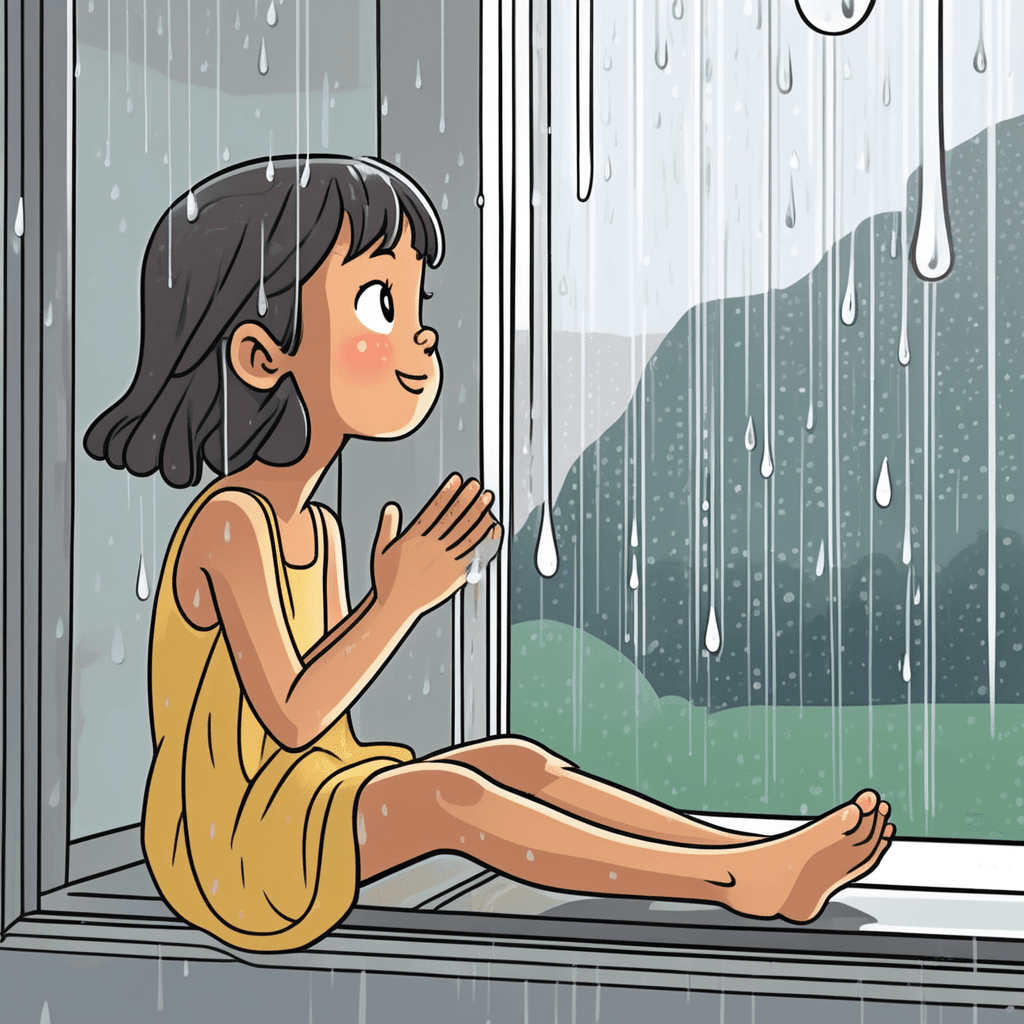 A single drop of rain falling