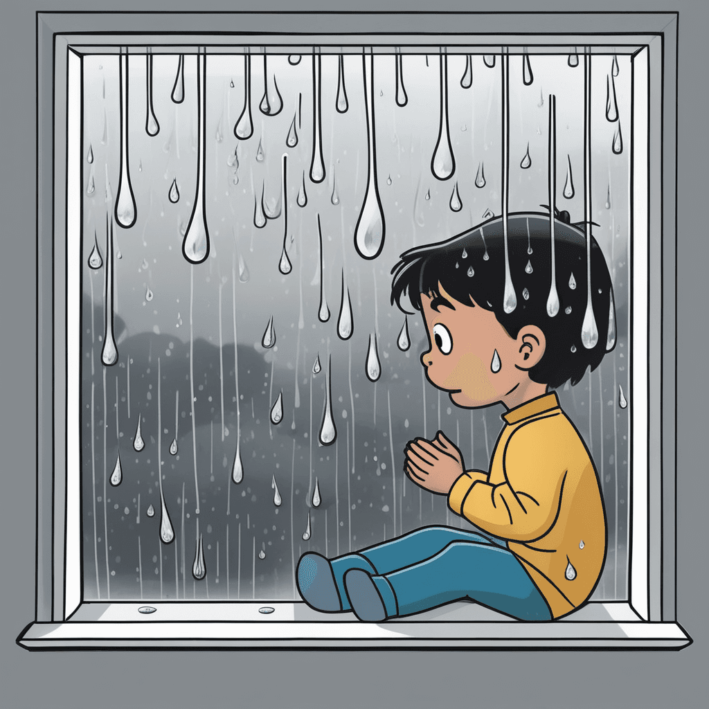 Every raindrop looks like a teardrop against the stormy backdrop