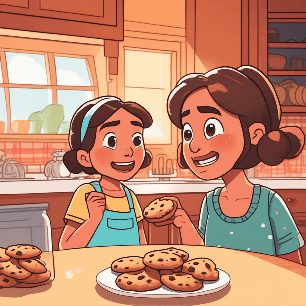 The girl discovers the burnt cookie is really delicious inside