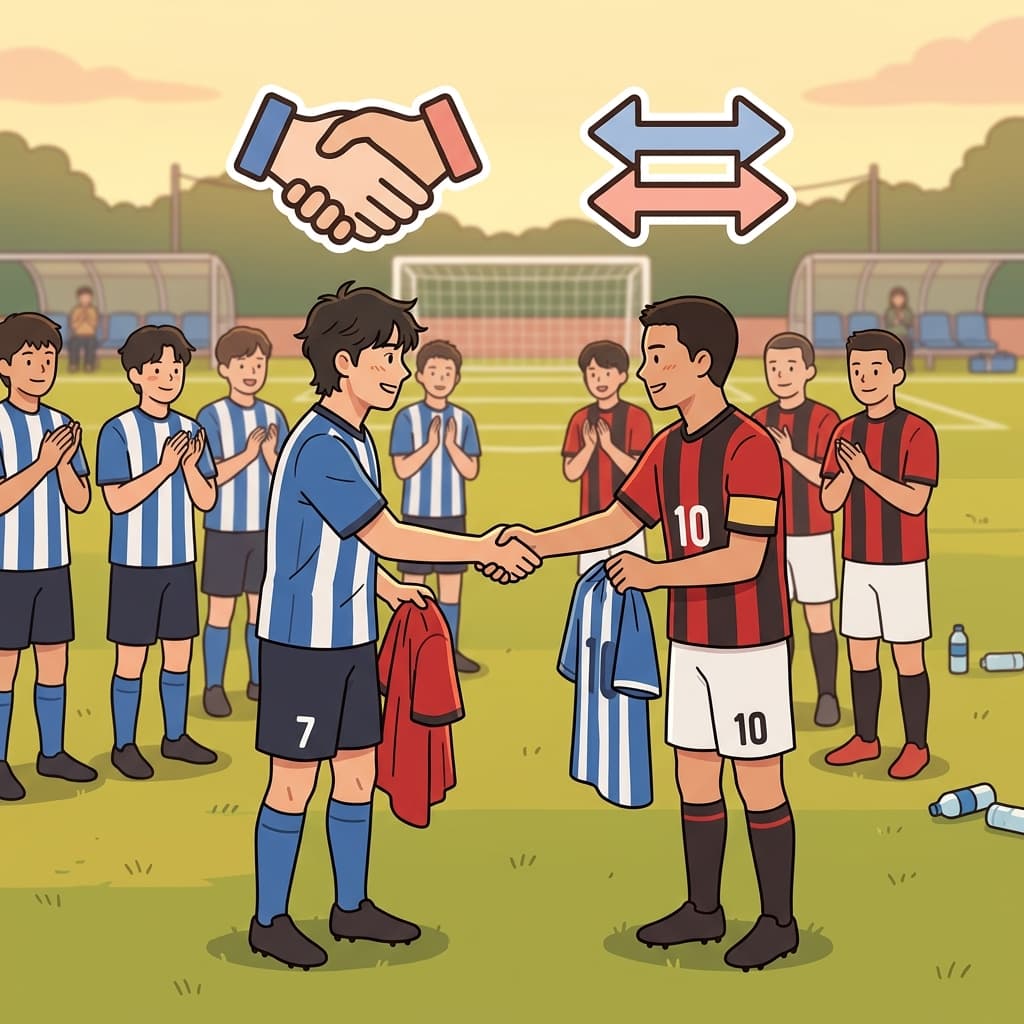 The two teammates showed reciprocal respect throughout the season. (🤝 Mutual + ↔️ Exchange → Reciprocal = shared equally by both sides.)