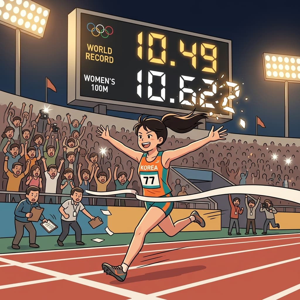 Her record-breaking sprint shattered the world time by half a second.