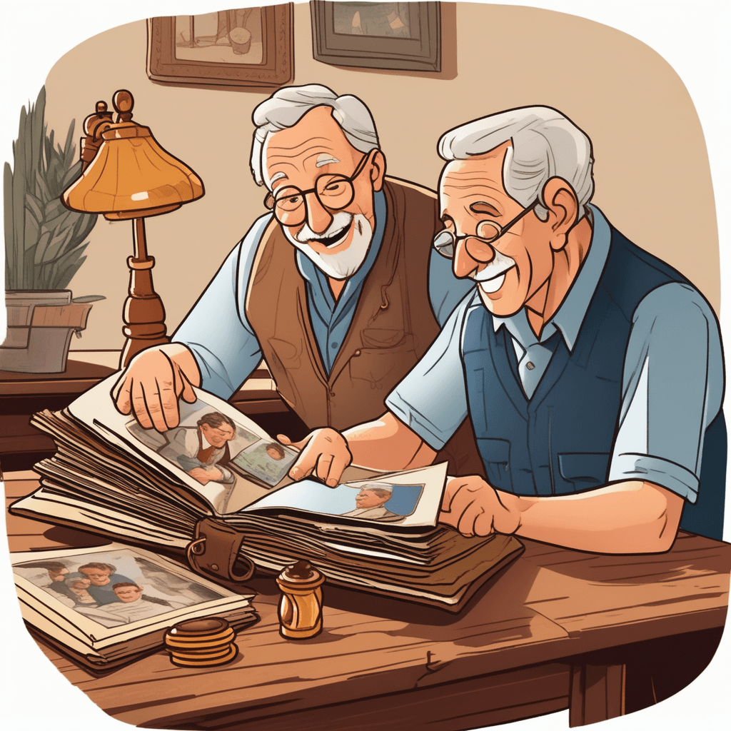 Grandfather sharing his life records