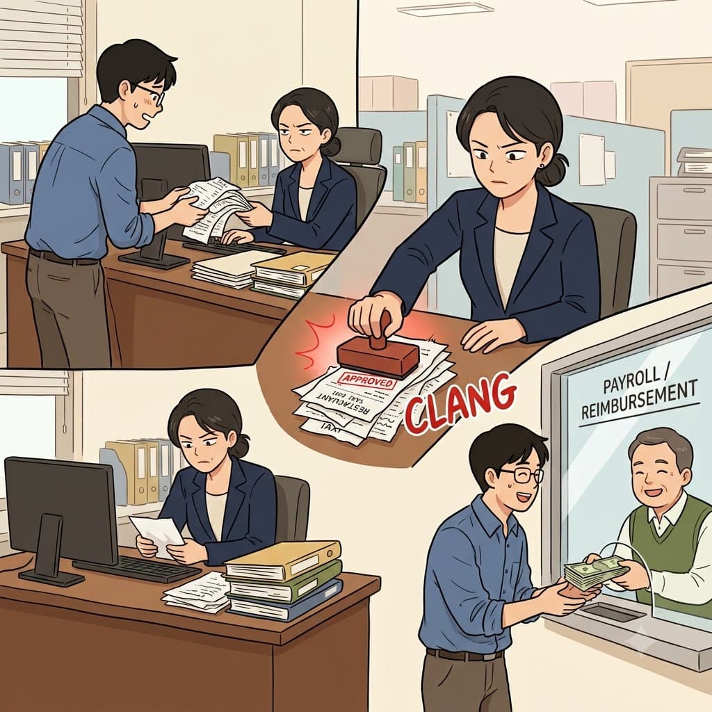 After the manager's official endorsement, the company agreed to reimburse the worker for his expenses.