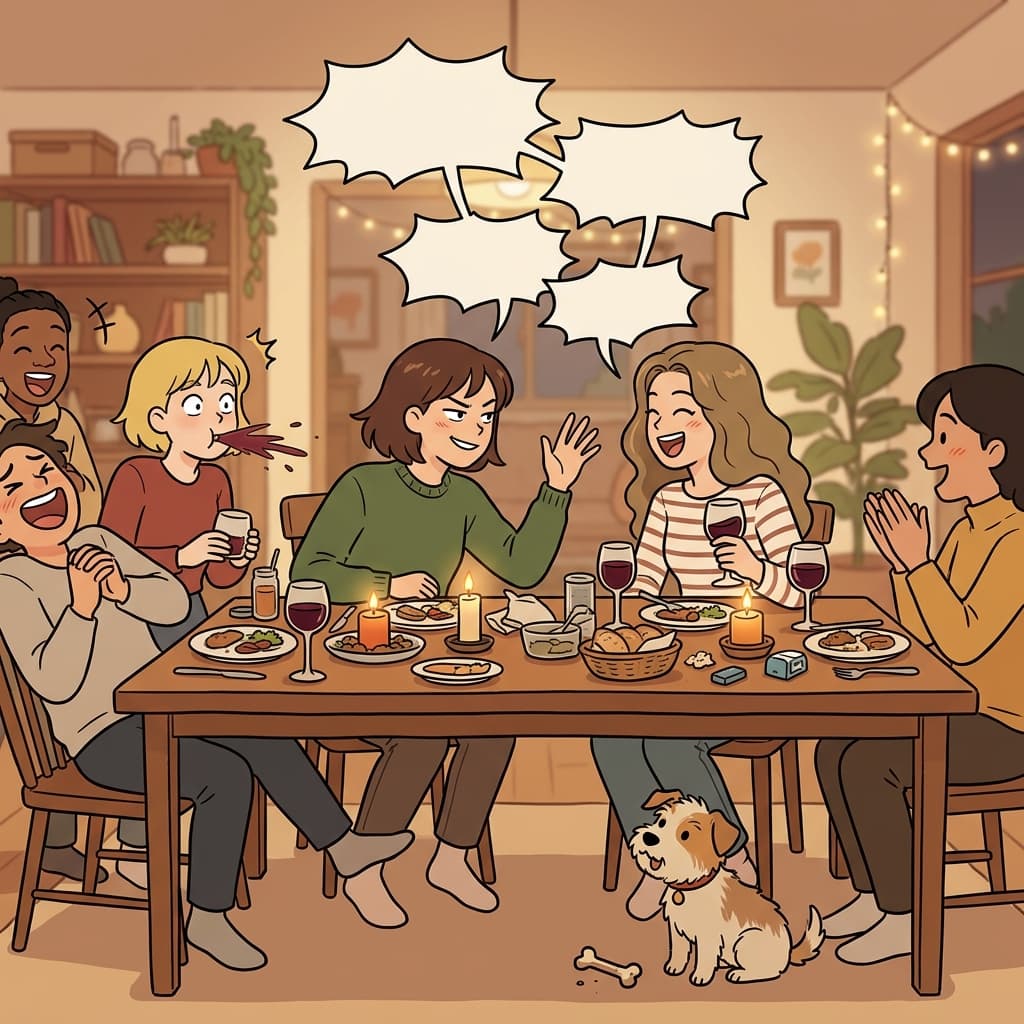 Their witty repartee at dinner kept everyone laughing till dessert arrived.