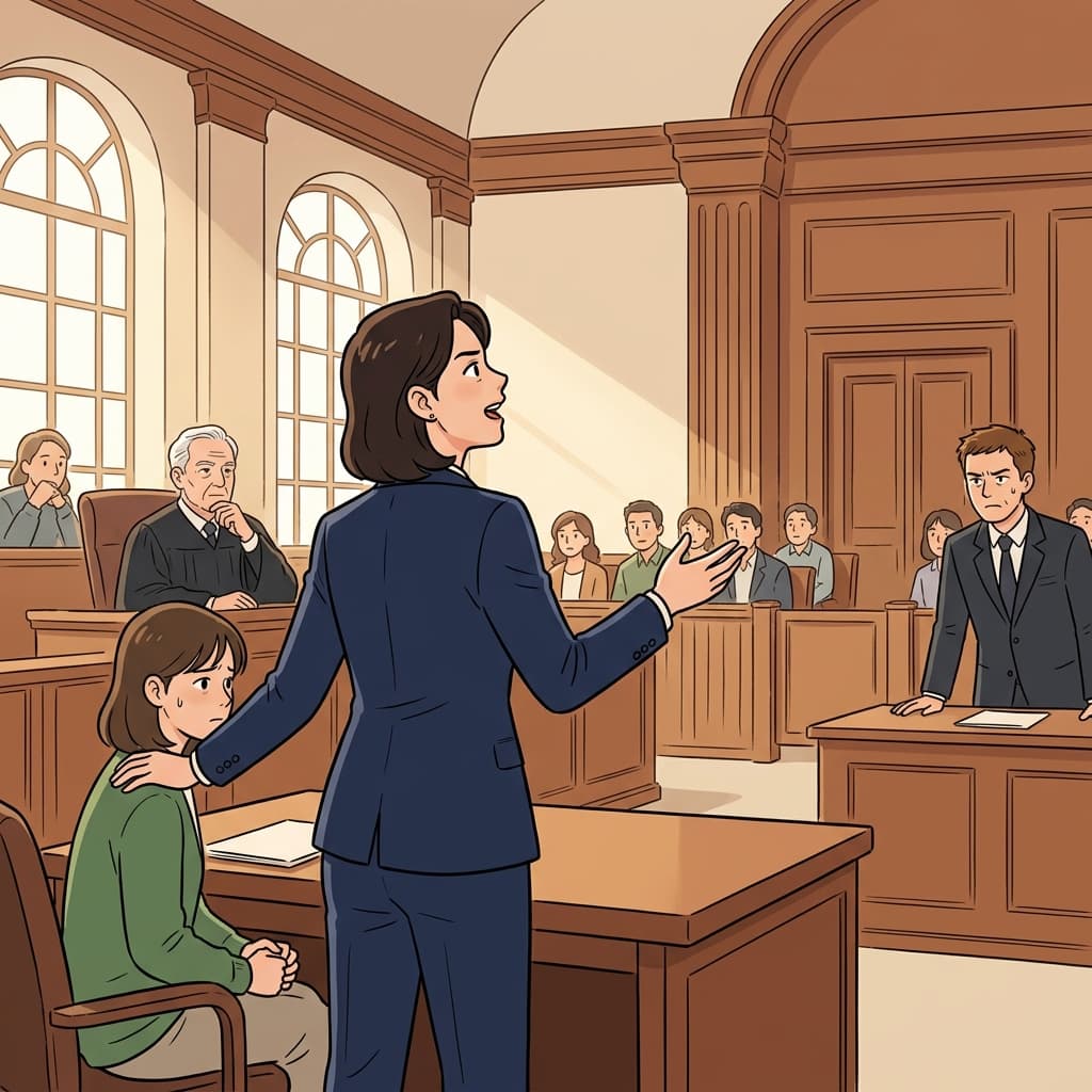 The lawyer offered strong representation for her client in court.