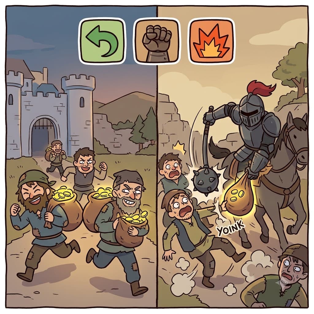 RE(back) + PRIS(seize) + AL(action) — deciding to RE(back) PRIS(seize) their stolen gold, the knights launched a violent reprisal.