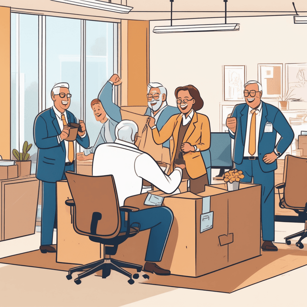 An office worker happily retires after decades of dedicated service