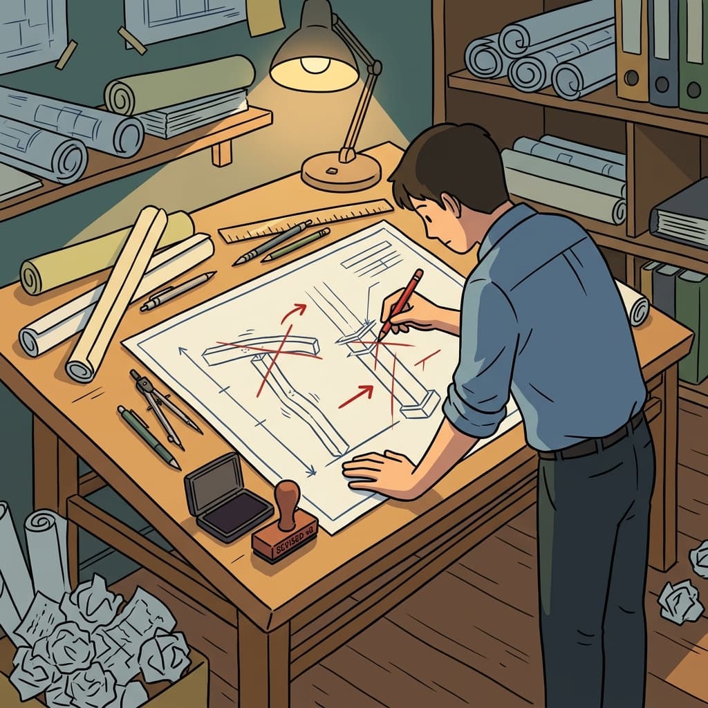 The architect revised the blueprint after spotting a structural flaw.