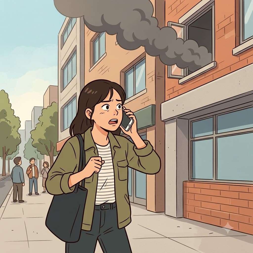She called the police right away when she saw smoke coming from the building.