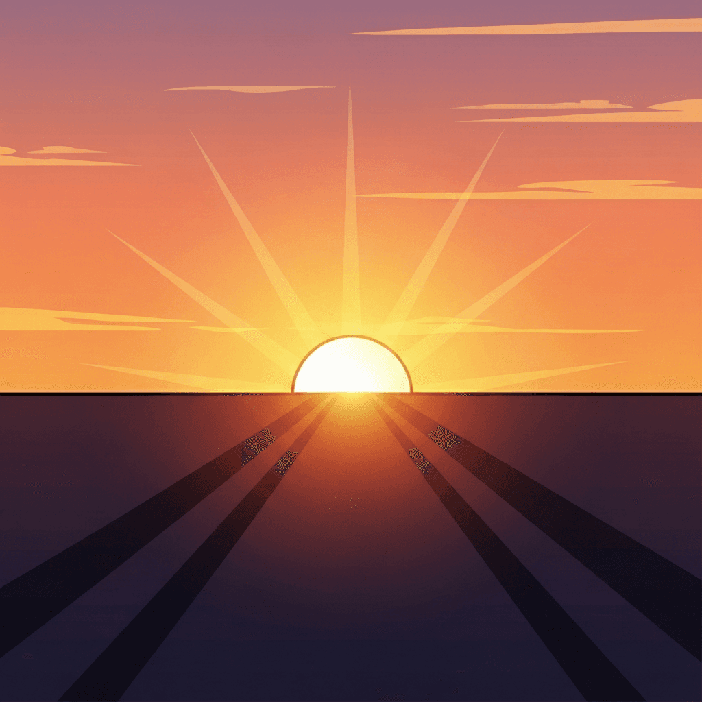 As the sun begins to rise above the horizon, the sky slowly fills with golden light.