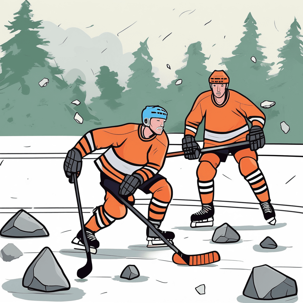 This rocky rink can't stop a hockey player who moves like a jockey!