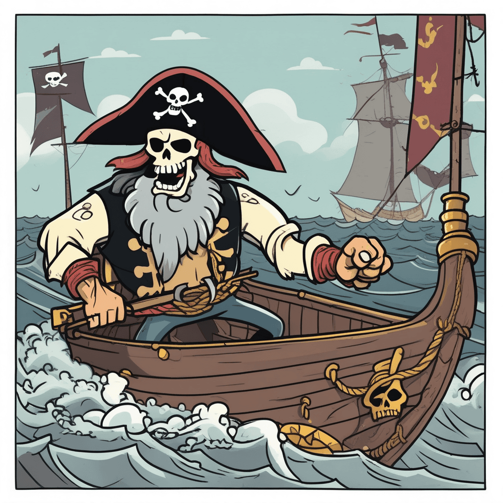 Row, guy! This rogue rows while he steals!