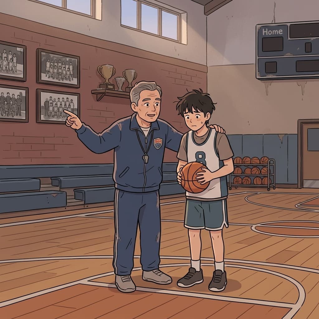 The coach smiled and said, "Every legend was once a rookie."