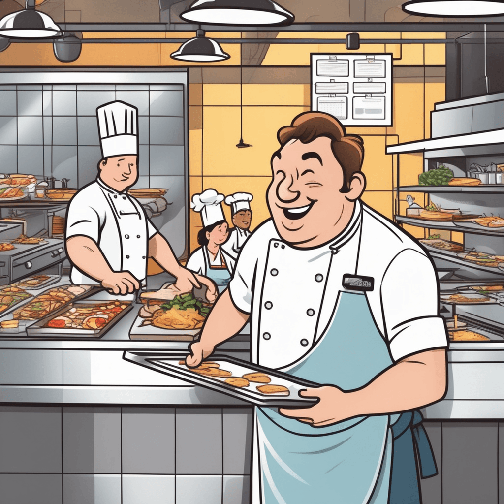 a head chef points to a large scheduling board while holding a clipboard with staff assignments. The chef carefully matches each worker's name with their specific tasks and time slots for the day. As the chef announces the assignments, kitchen staff members gather around to check their duties. Some workers nod in understanding while others take notes about their assigned stations and hours. a list of people's names and the jobs they have to do or the times when they have to work