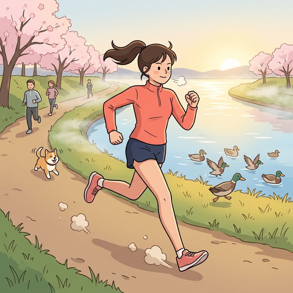 She loves to run along the river every morning at sunrise.