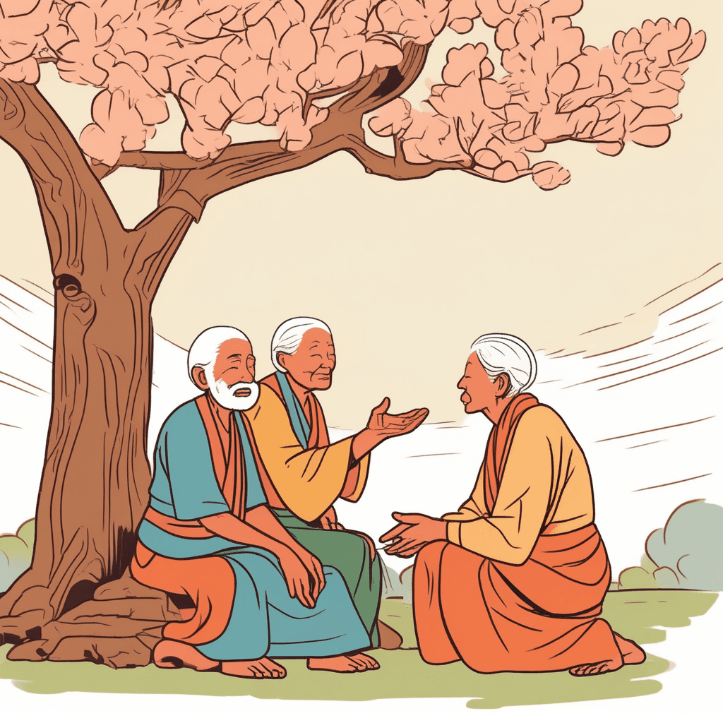 Wise elder solves conflict with insight