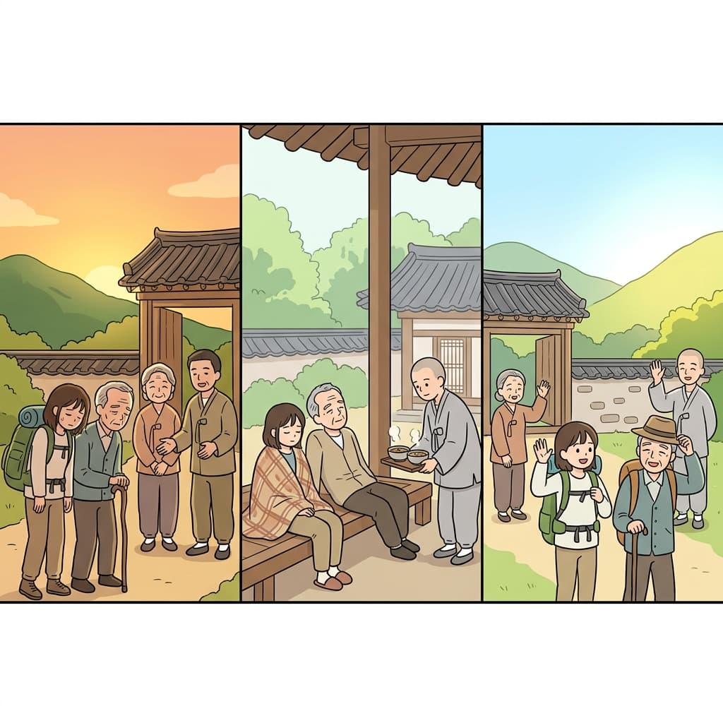 The travelers found sanctuary in a monastery and began their recovery.