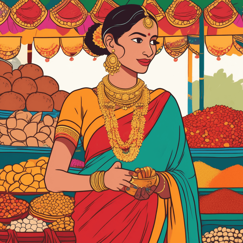 Woman wearing traditional draped sari