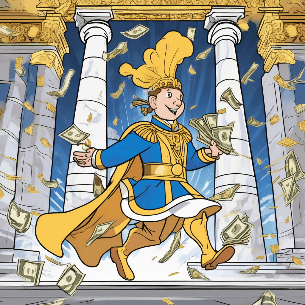 Through the flash, he guards the cash in his royal sash!