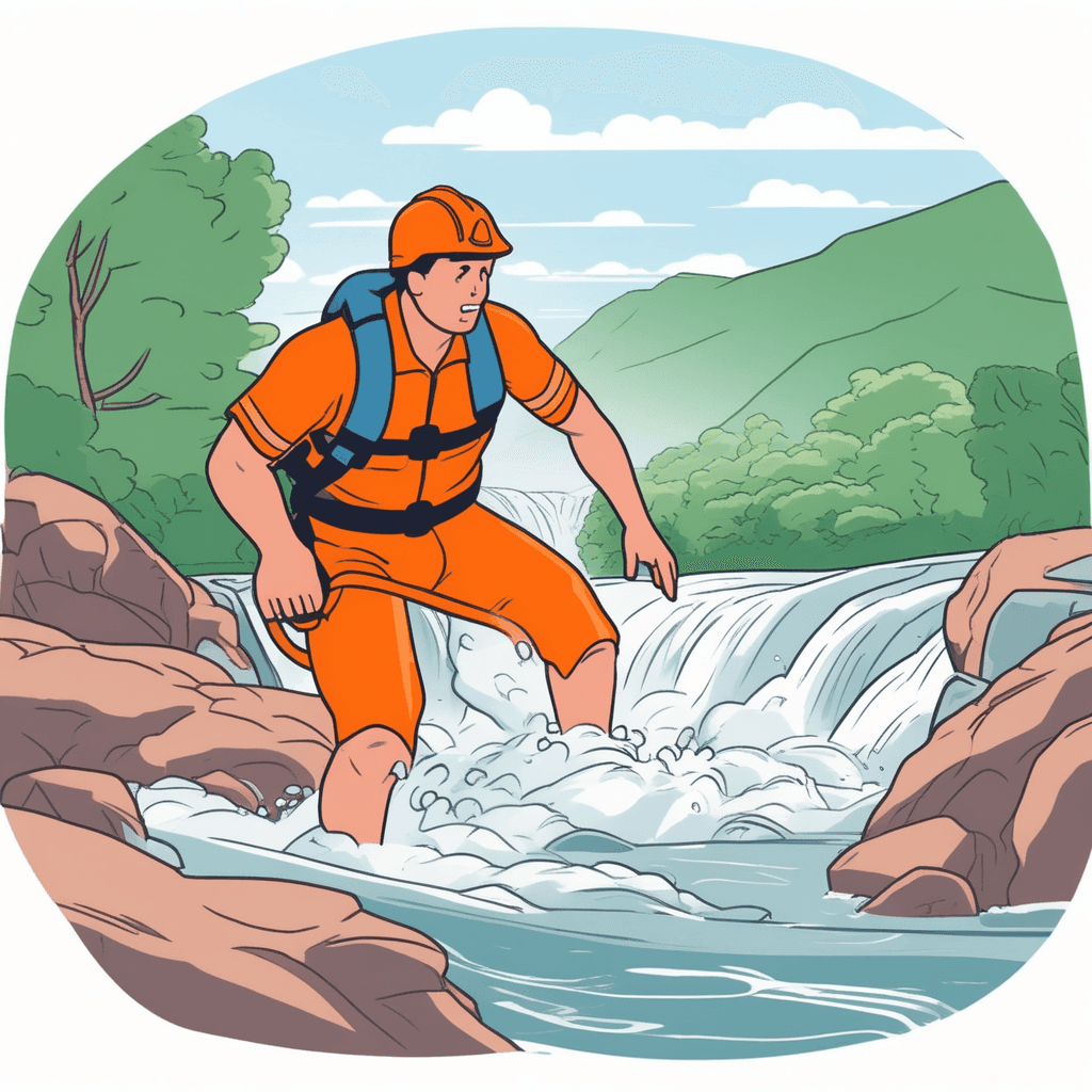 A lifeguard saves a drowning person with a rescue rope