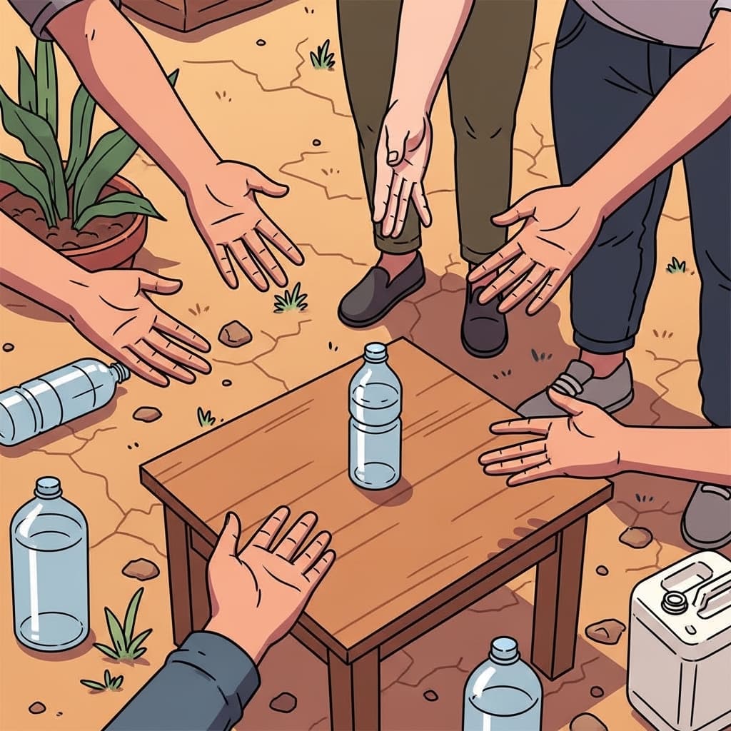 Scarcely one bottle remains — barely enough when hands reach in vain.