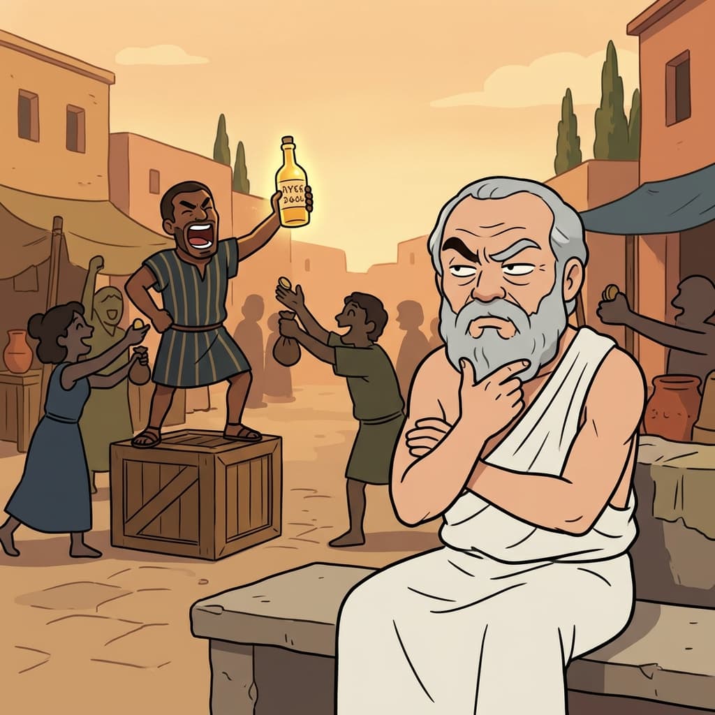 The old philosopher greeted the miracle cure with quiet scepticism.