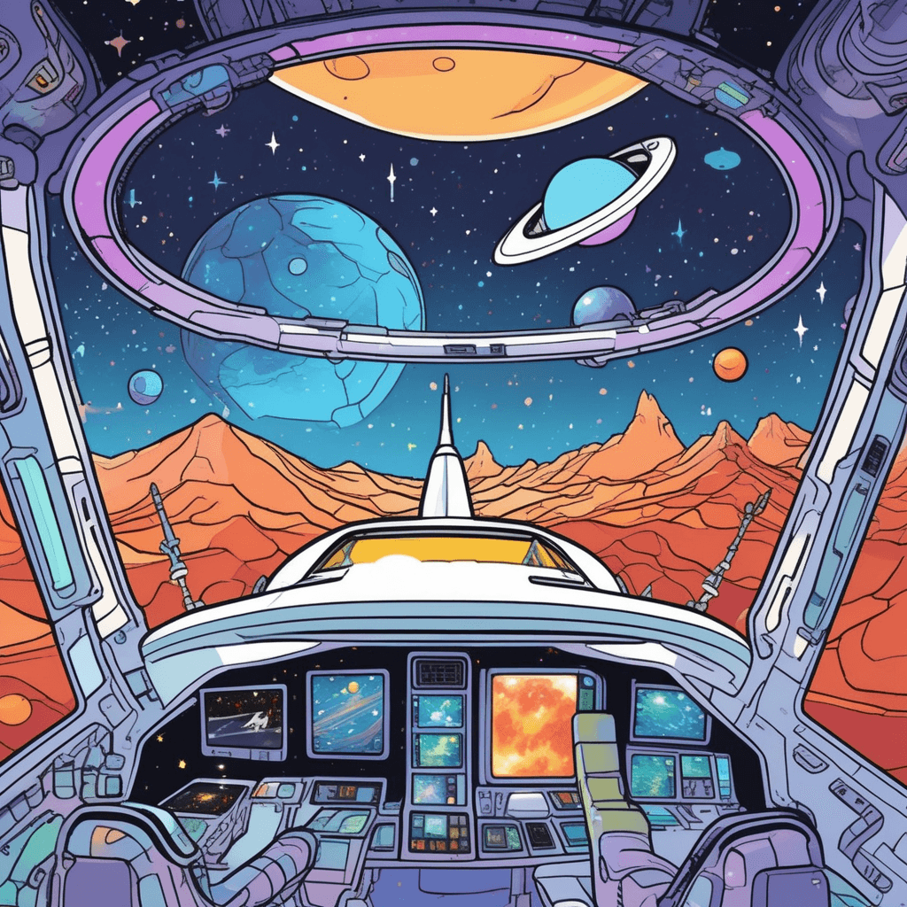 Sci-fi ships fly high across the starry sky!