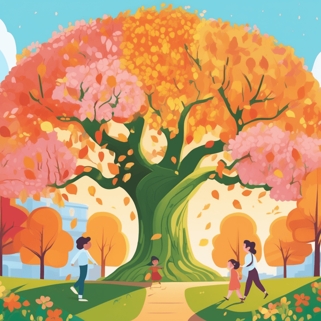 A magical tree displays every season at once for amazed visitors