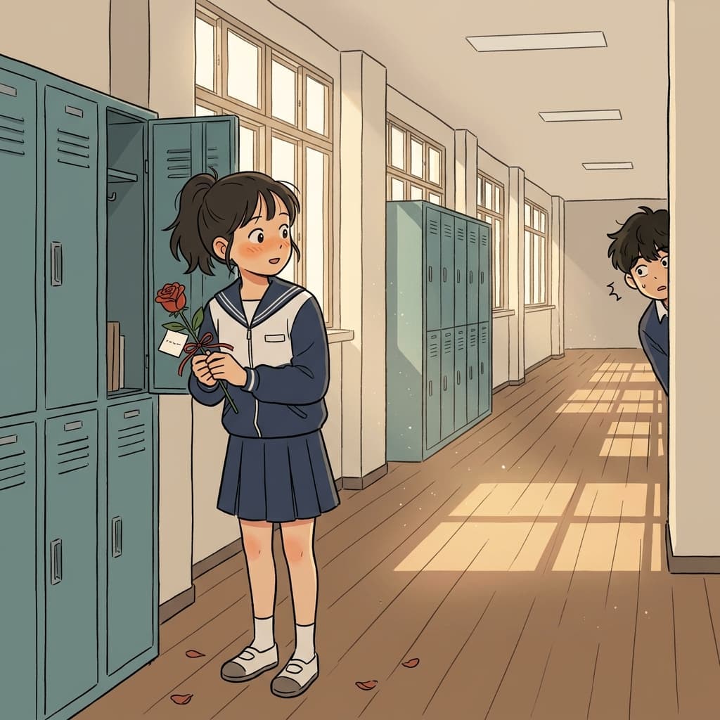 A secret admirer leaves roses at her locker every Monday morning.