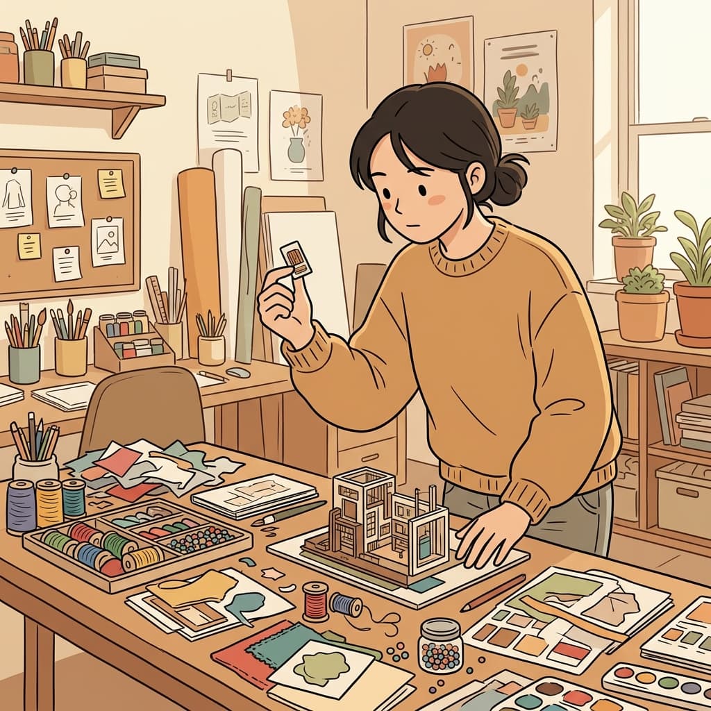She selected and collected the perfect items for her project.