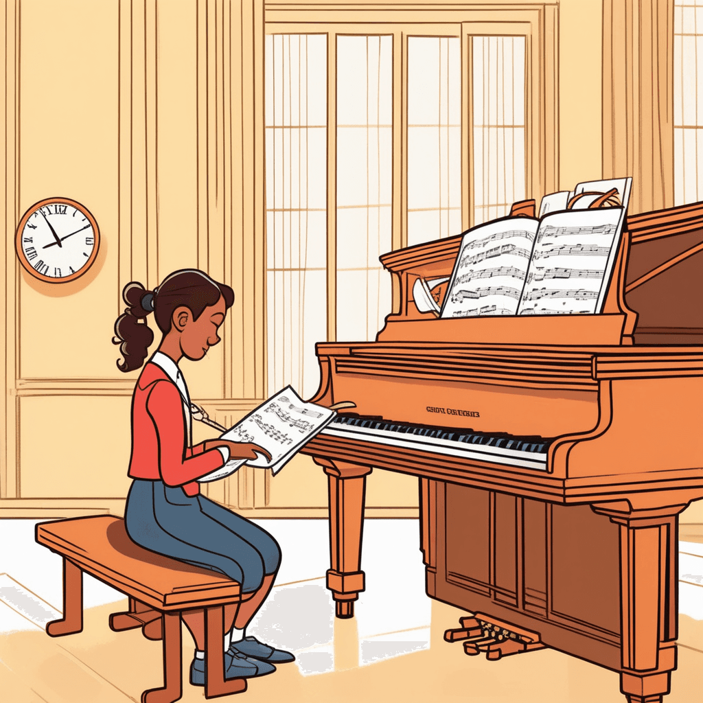 Piano lesson session in progress