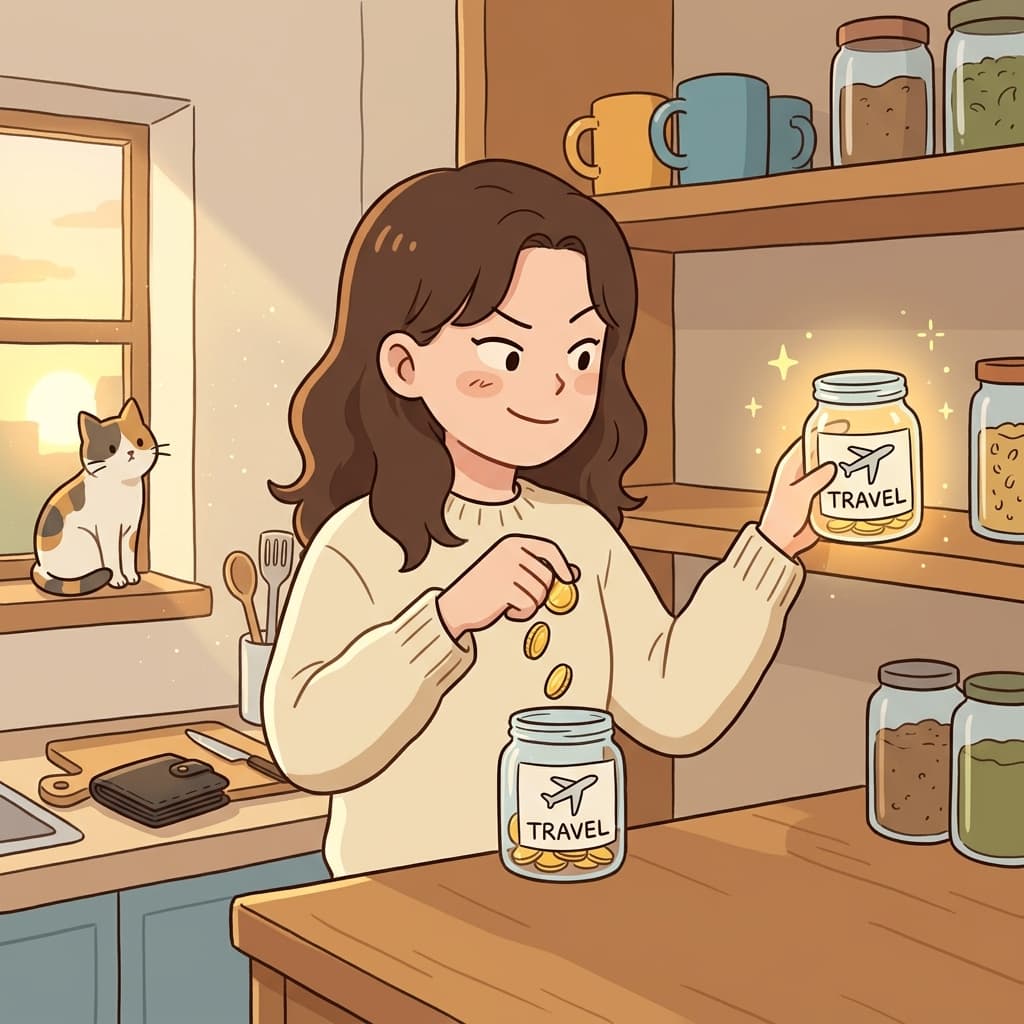 She decided to set aside a small jar of coins each week for her dream trip.