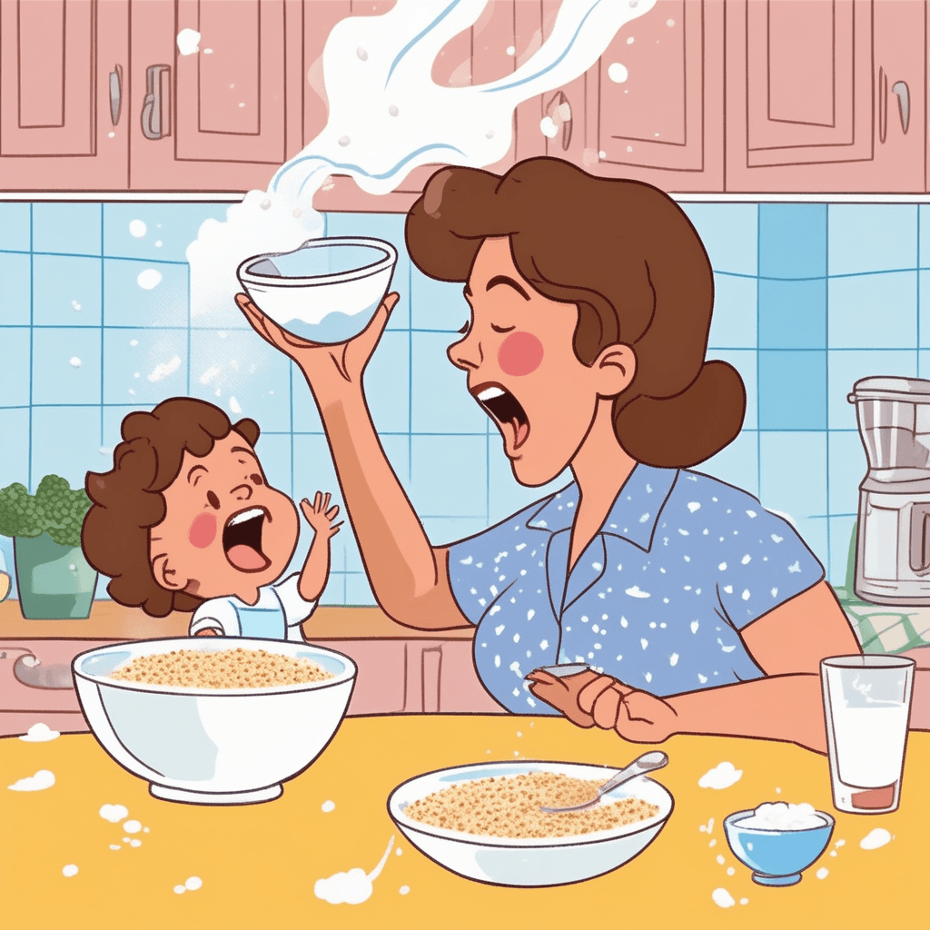 Child shakes salt shaker vigorously