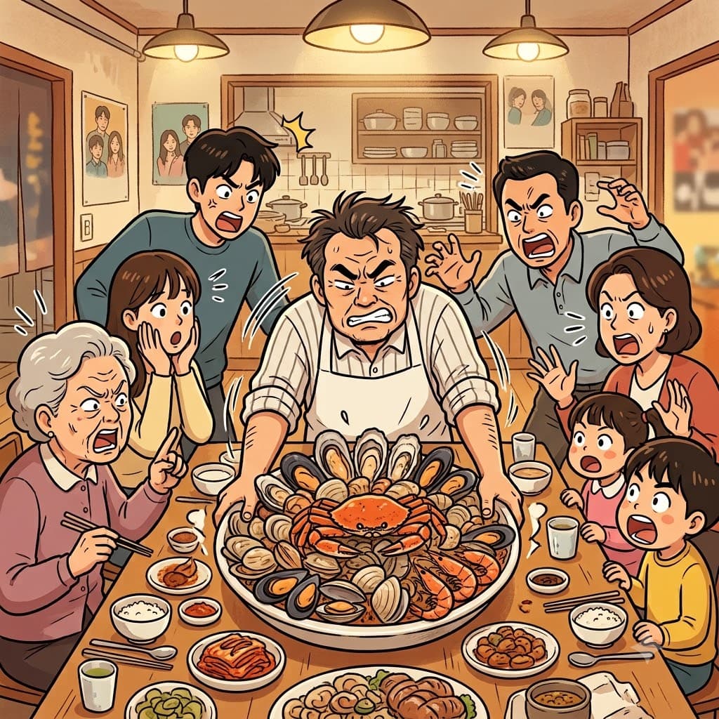 The selfish chef kept all the shellfish for himself, turning the seafood dinner into a hellish argument.