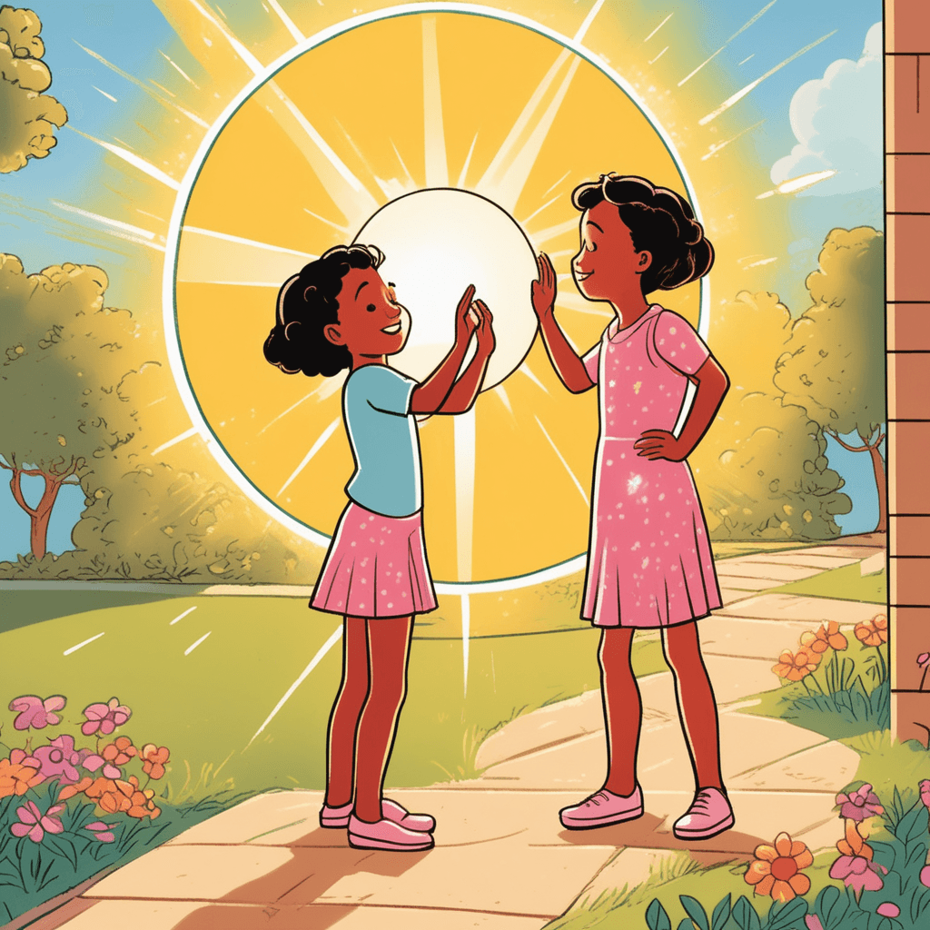 Mirror shines bright sunlight across yard