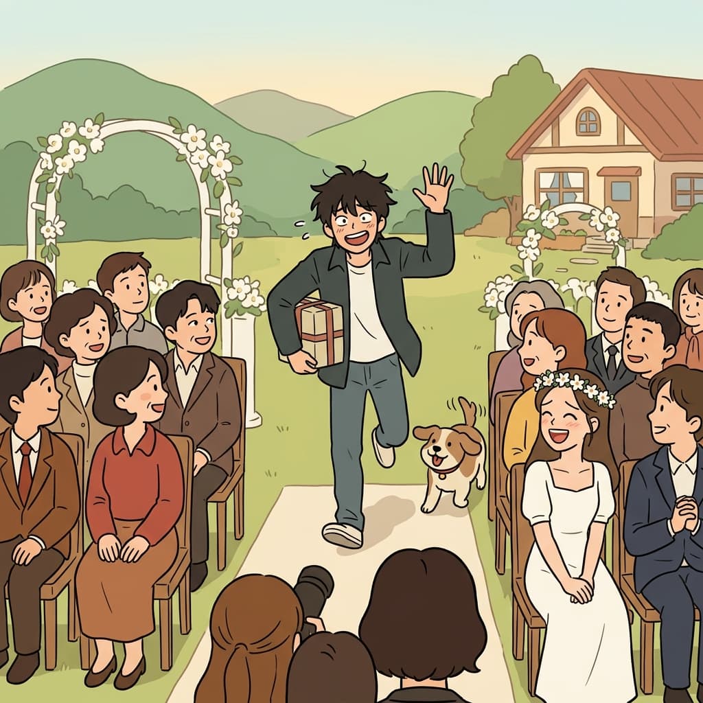 He promised to show up at the wedding, and there he was, right on time.