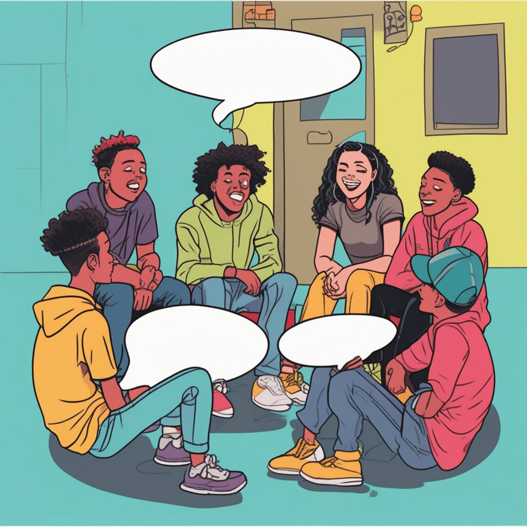 The gang's slang words hang in the air!