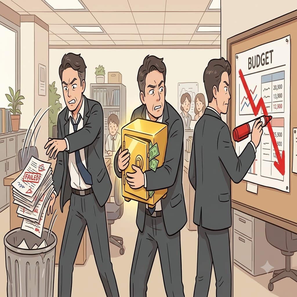 Throwing the useless project into the trash to save company cash, the strict CEO decided to aggressively slash the department's budget.