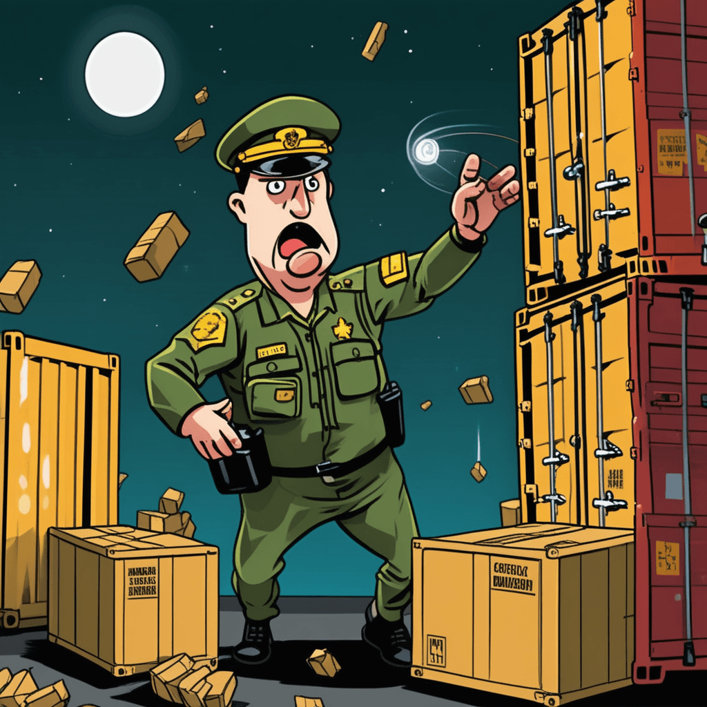 He juggles flashlights while struggling to catch smugglers!