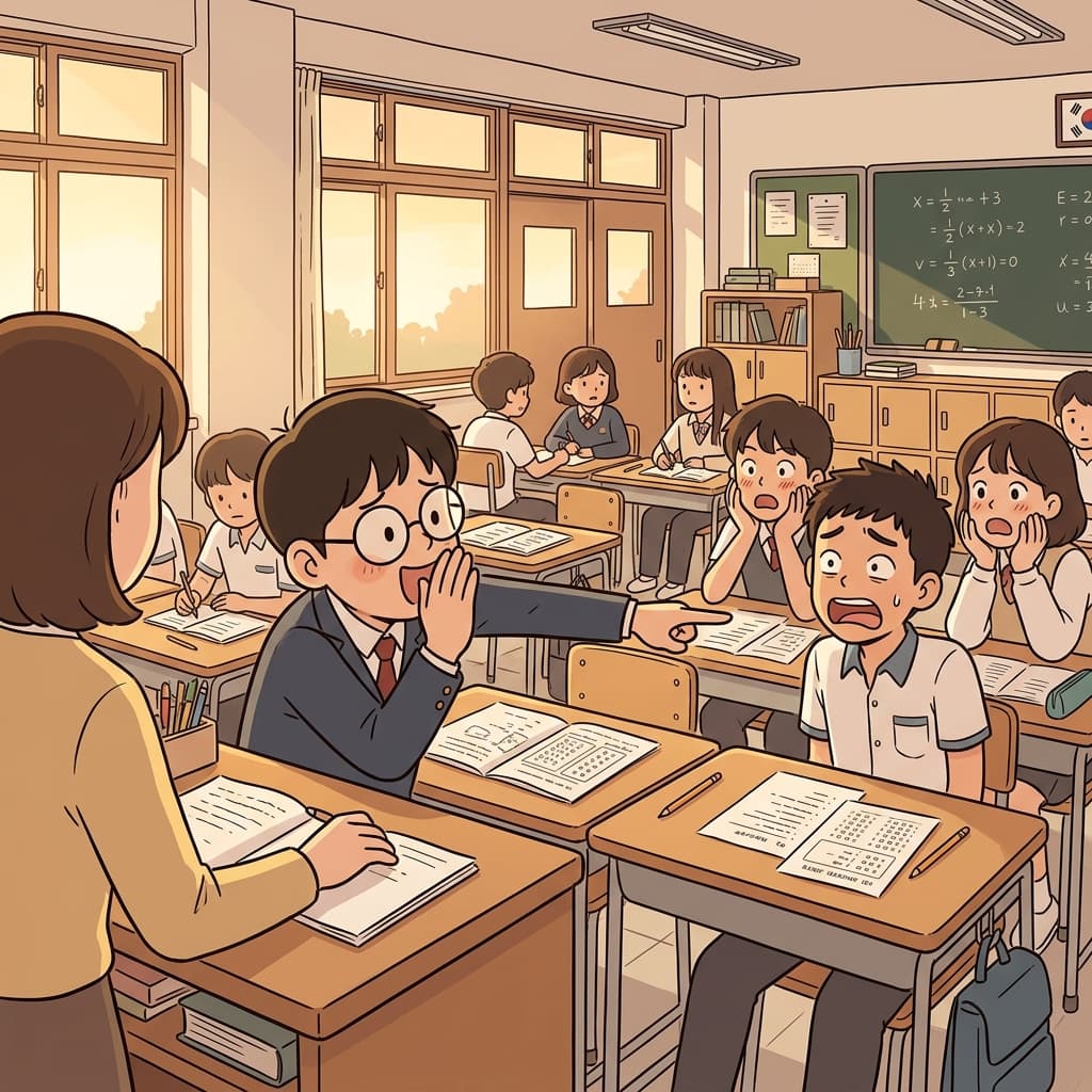 The classmate became a snitch and told the teacher who cheated on the test.